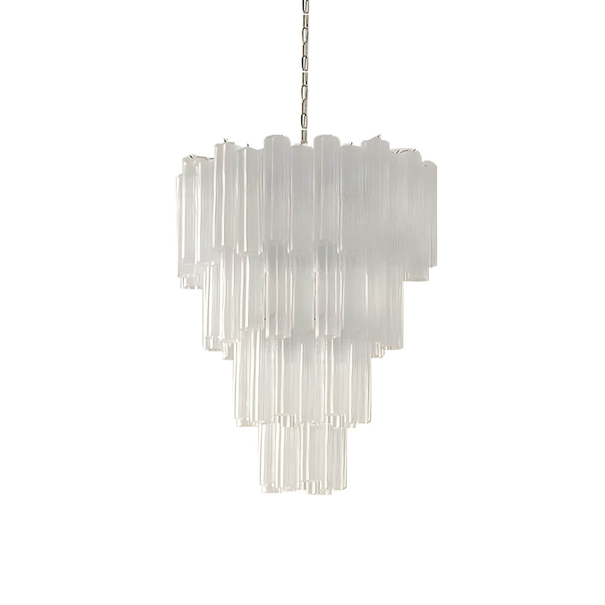 Glass tube chandelier with stainless steel frame