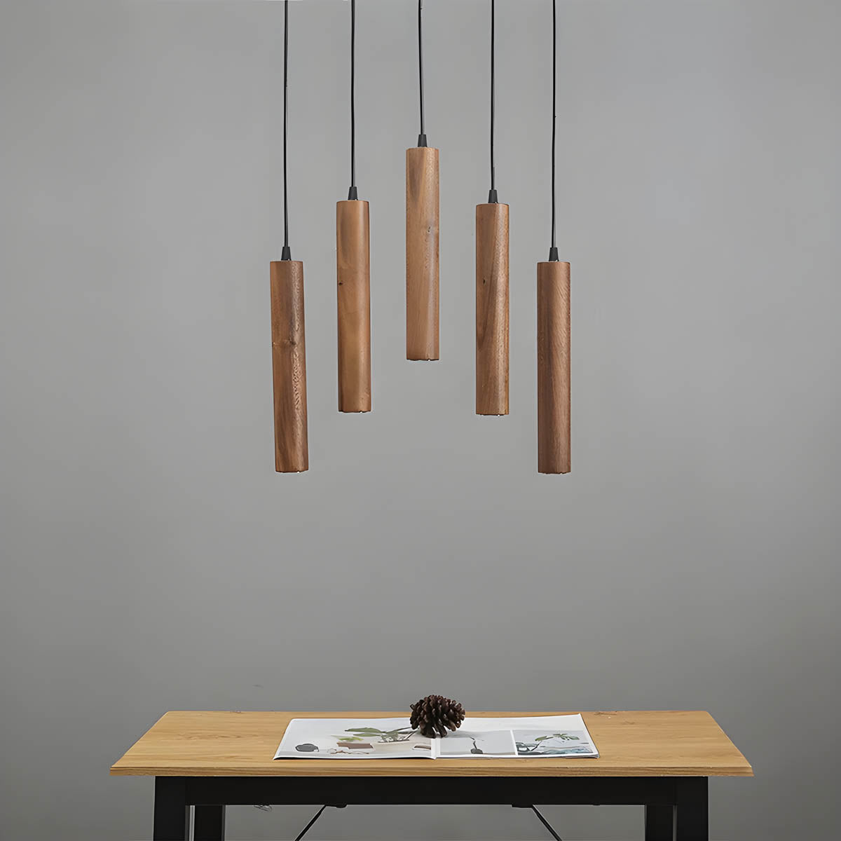 Wooden Multi-Head Pendant Light GU10 LED, 1 or 3 Heads, 30cm Length
