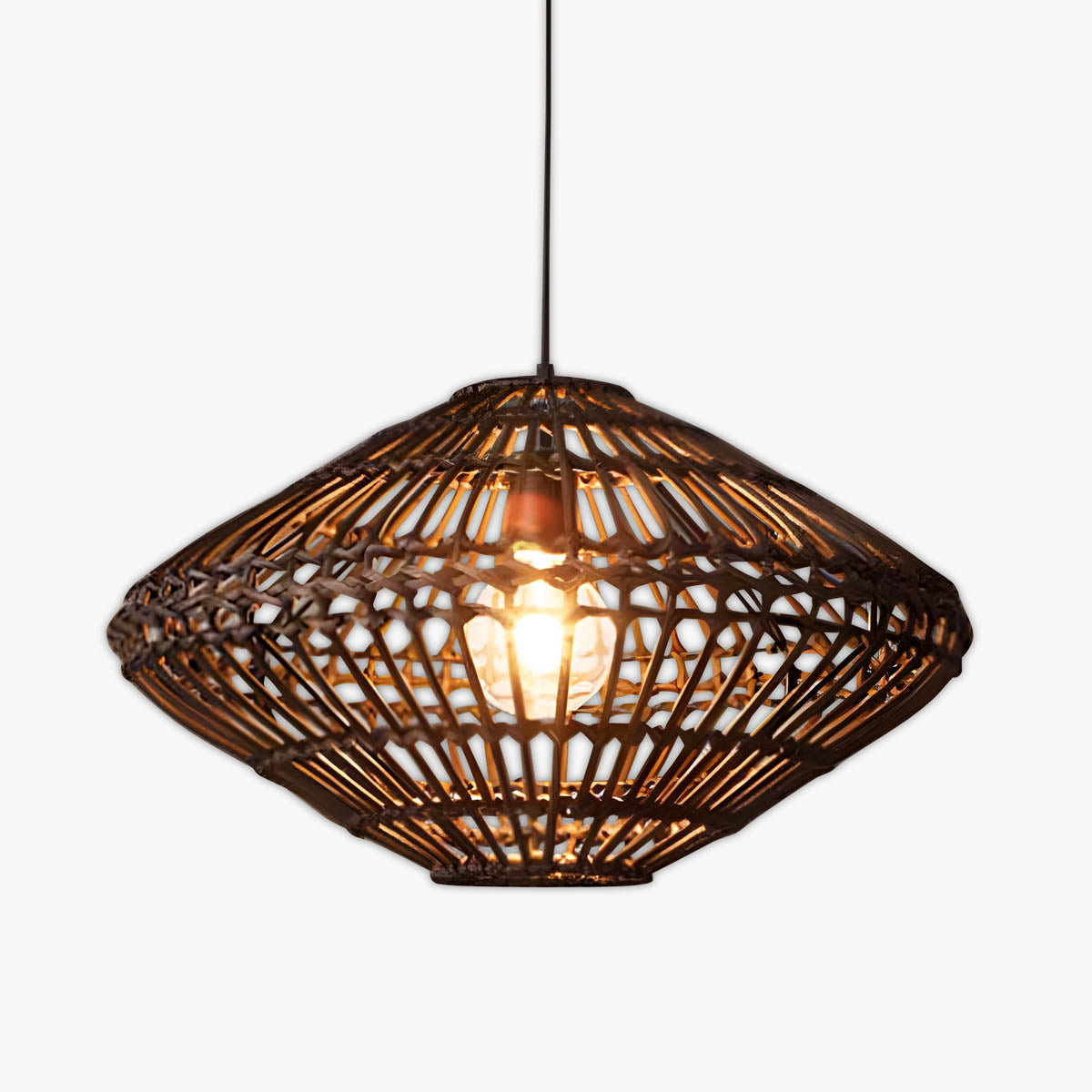 Rattan & iron pendant light, Ø 56 cm, E27 LED included