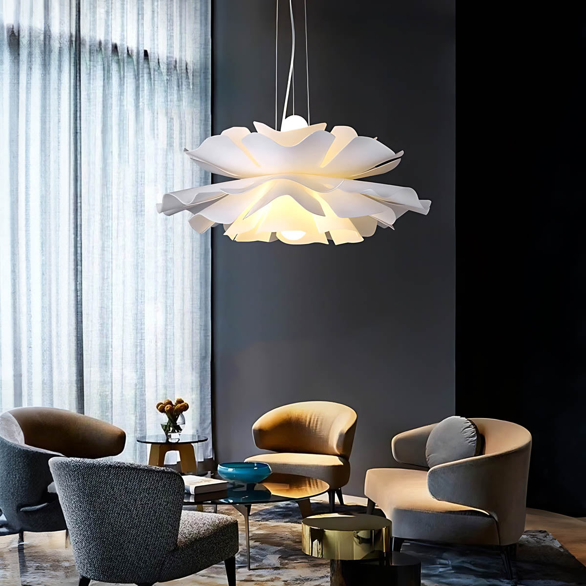 Acrylic flower pendant light – soft sculptural design