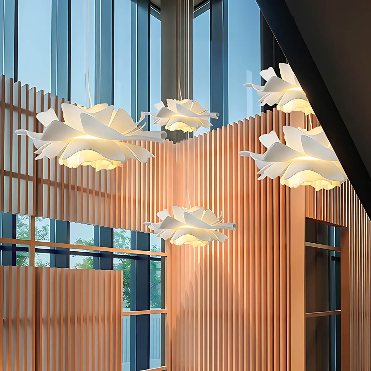 Acrylic flower pendant light – soft sculptural design