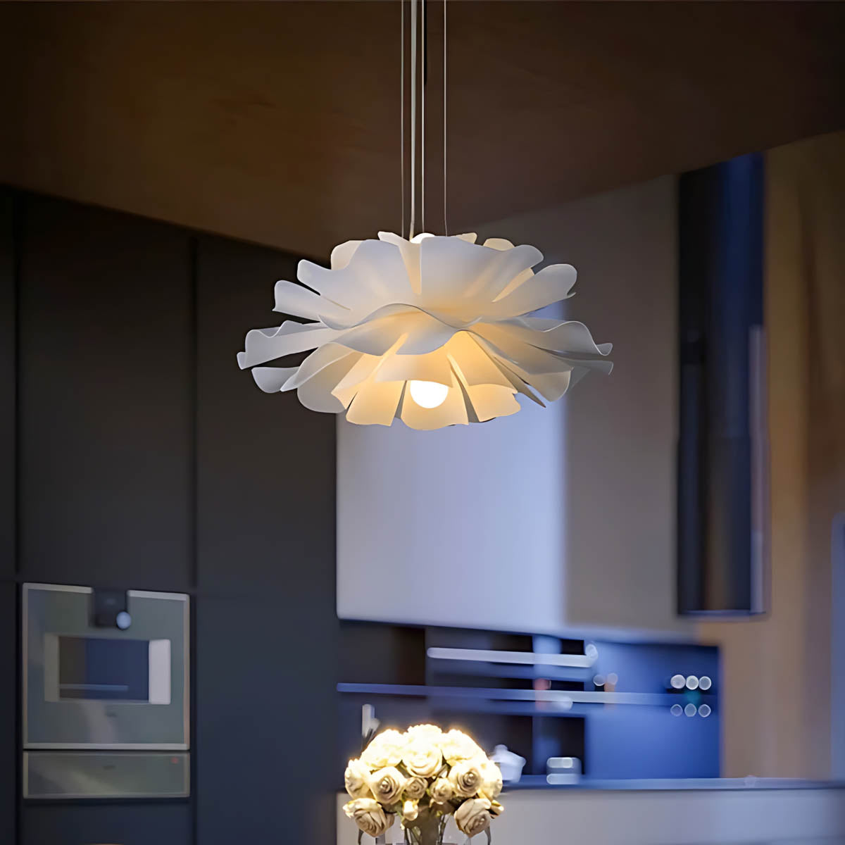 Acrylic flower pendant light – soft sculptural design