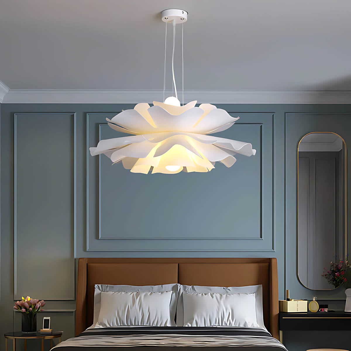 Acrylic flower pendant light – soft sculptural design