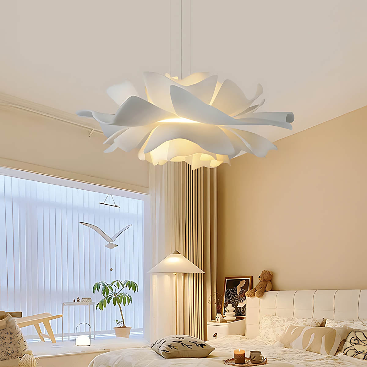 Acrylic flower pendant light – soft sculptural design