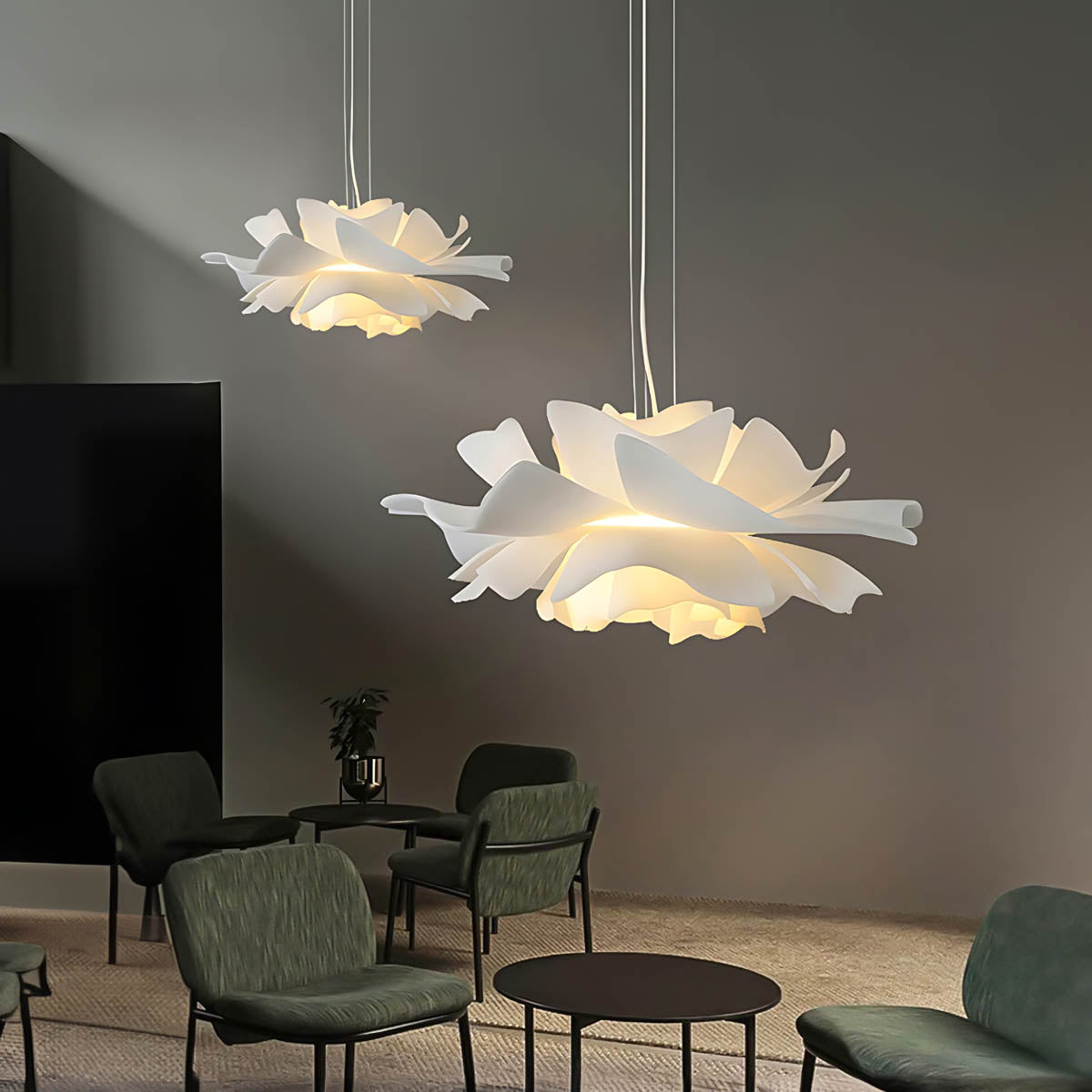 Acrylic flower pendant light – soft sculptural design