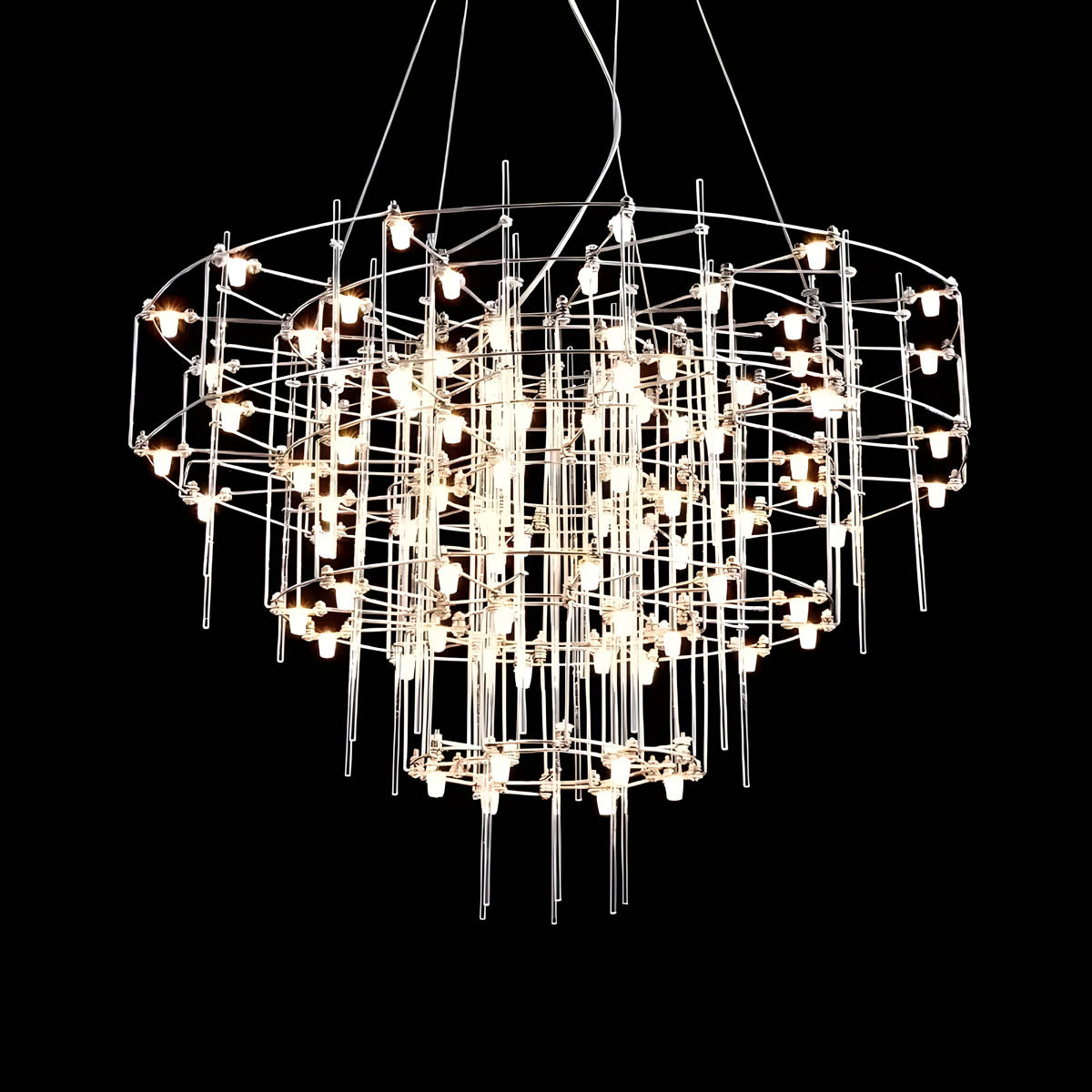 Cascade Rod & Crystal-Accent LED Chandelier
