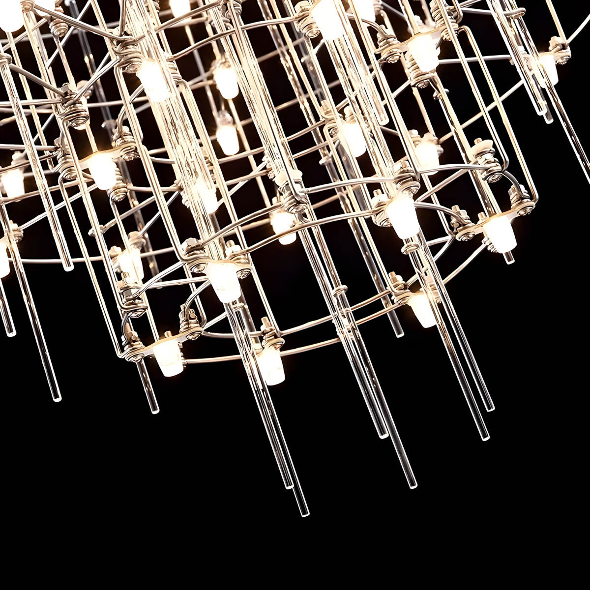 Cascade Rod & Crystal-Accent LED Chandelier