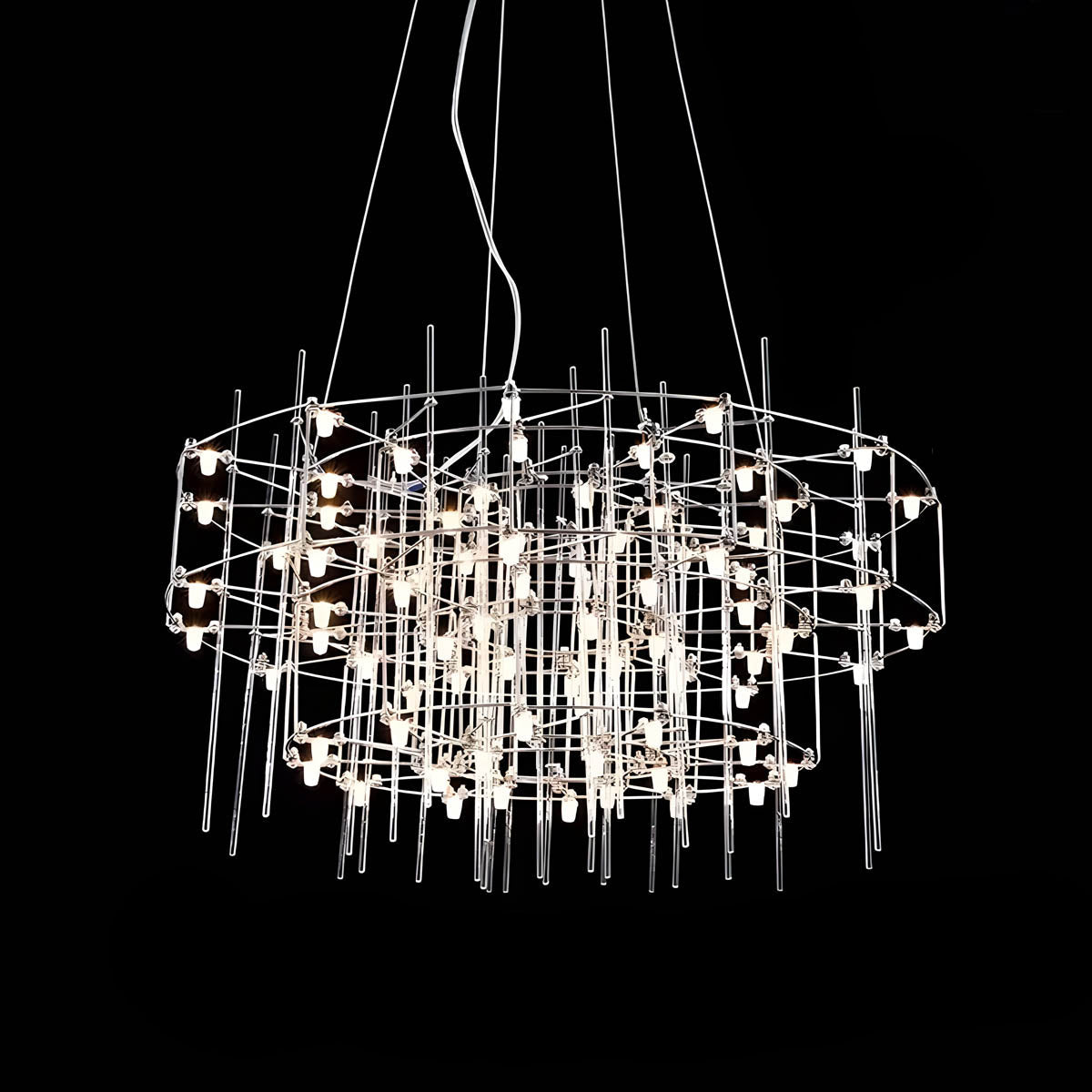 Cascade Rod & Crystal-Accent LED Chandelier