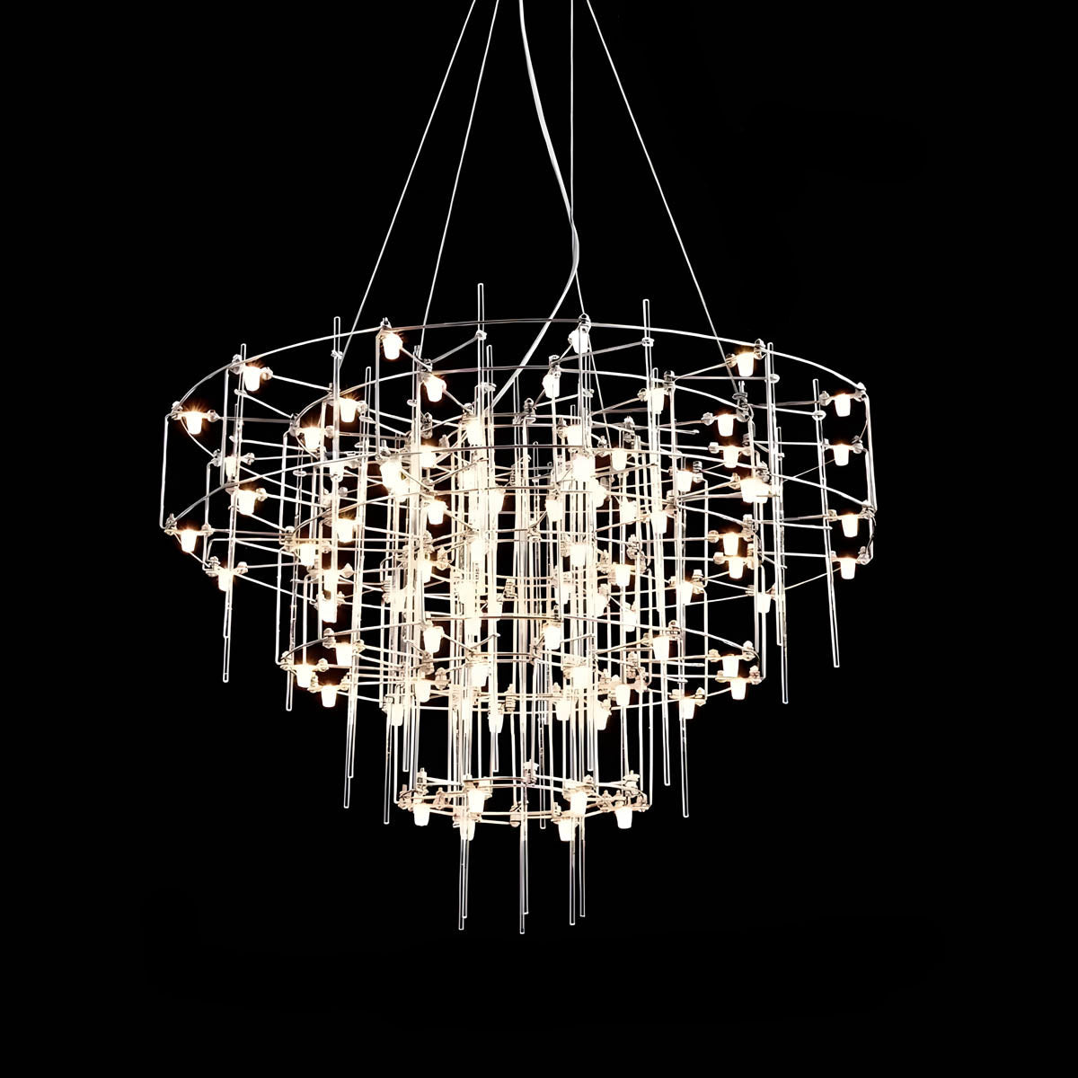Cascade Rod & Crystal-Accent LED Chandelier