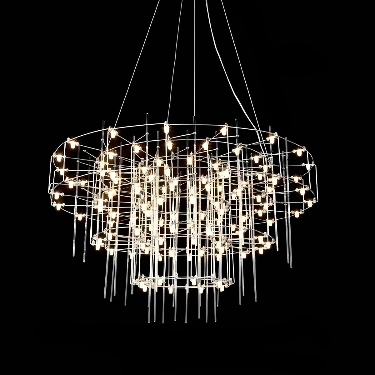 Cascade Rod & Crystal-Accent LED Chandelier