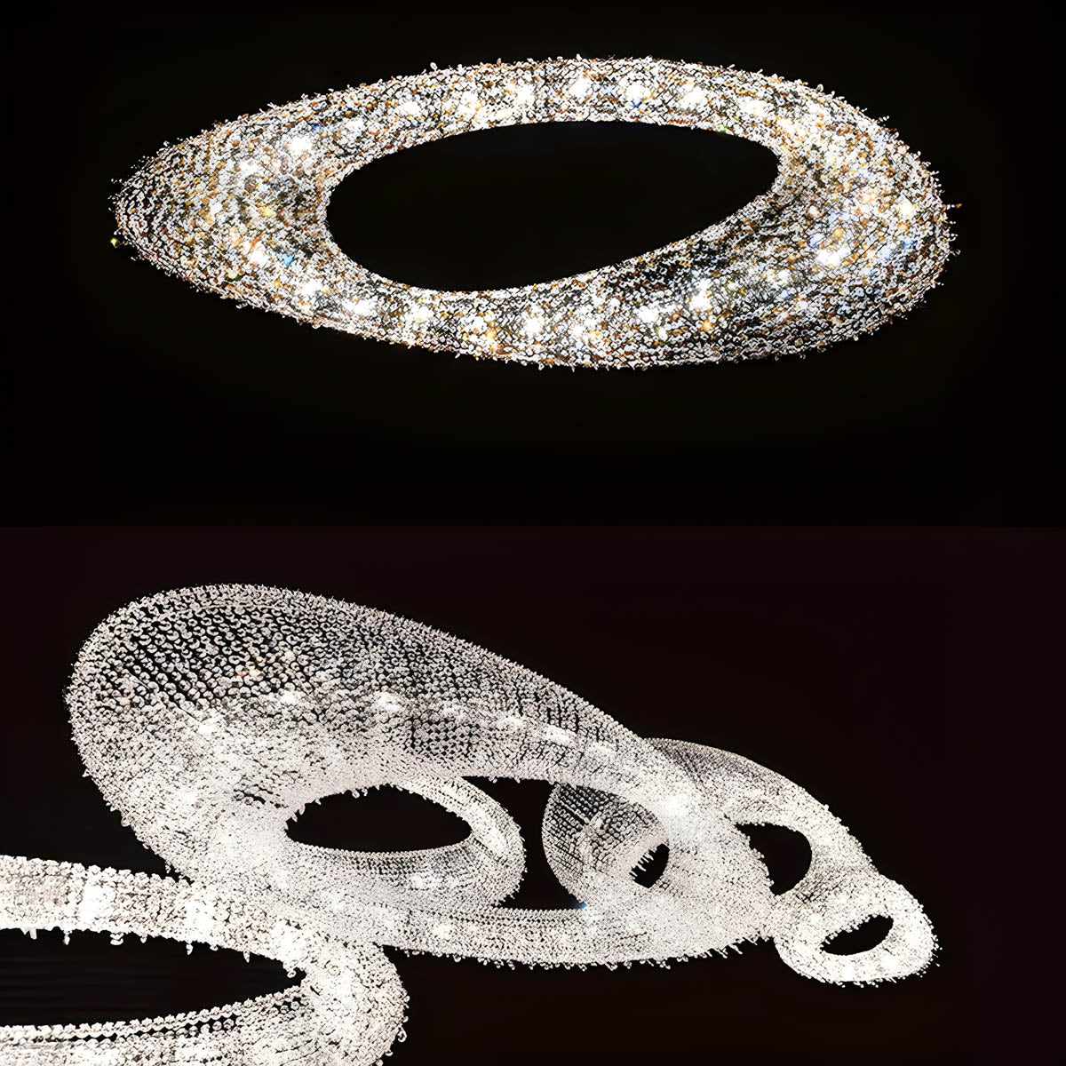 Polished Steel & Crystal LED Pendant Chandelier LUXEIRA