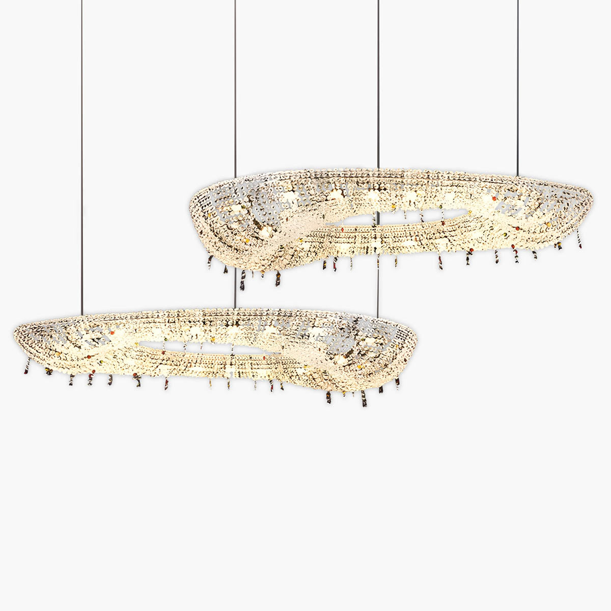 Polished Steel & Crystal LED Pendant Chandelier LUXEIRA