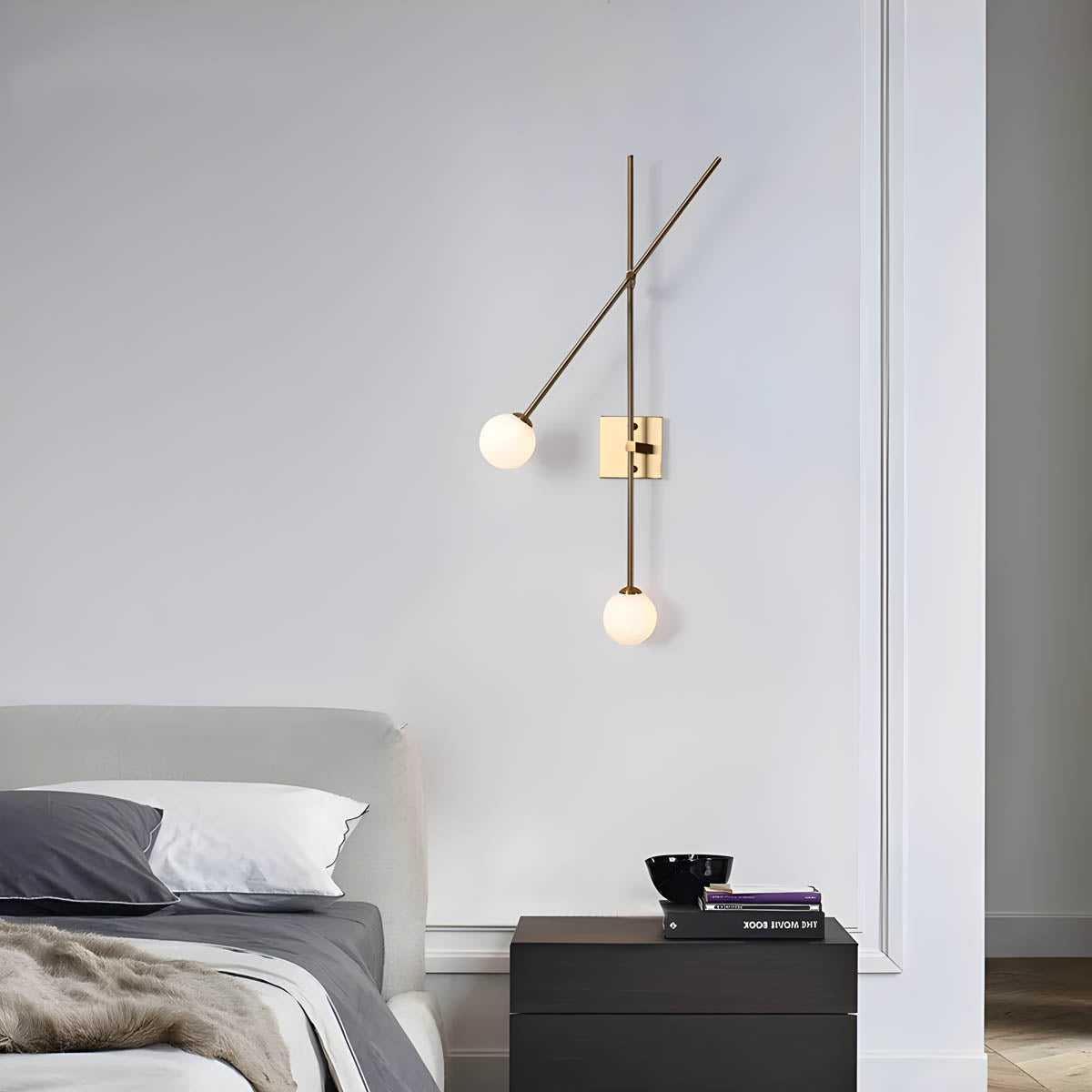 Iron two-bar wall light LED