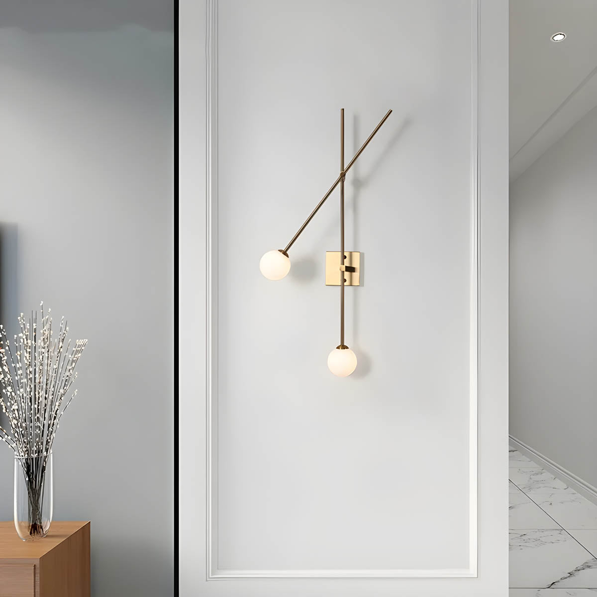 Iron two-bar wall light LED