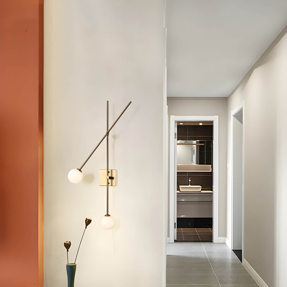 Iron two-bar wall light LED