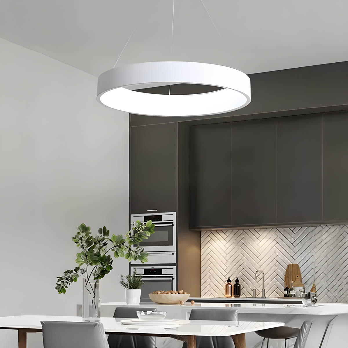 Minimal Metal LED Ring Pendant Light MACIRRA