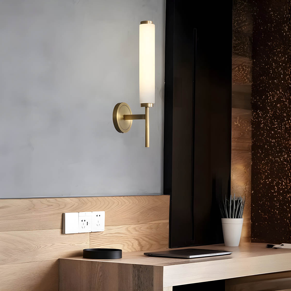Marble & copper wall light E14 LED