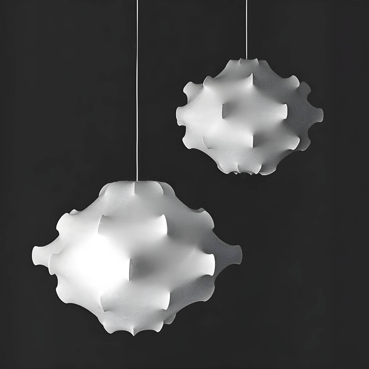 Sculptural Silk & Metal Pendant Light