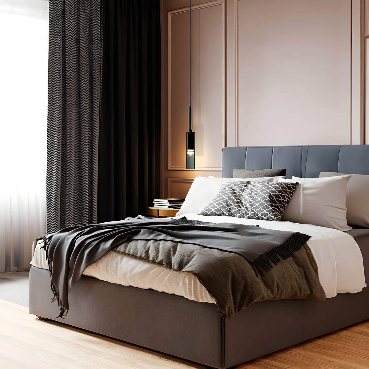 Glass & iron pendant spotlight E27, 42 × 7 cm, cold or warm LED bulb