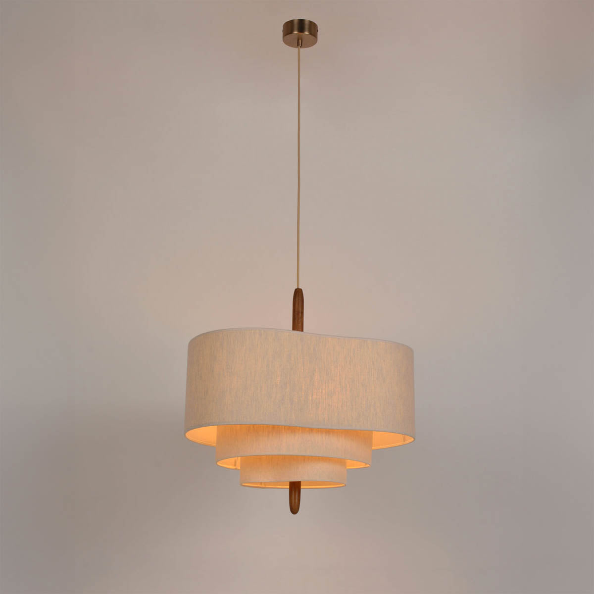 Layered Hessian & Wood Wave Pendant Light