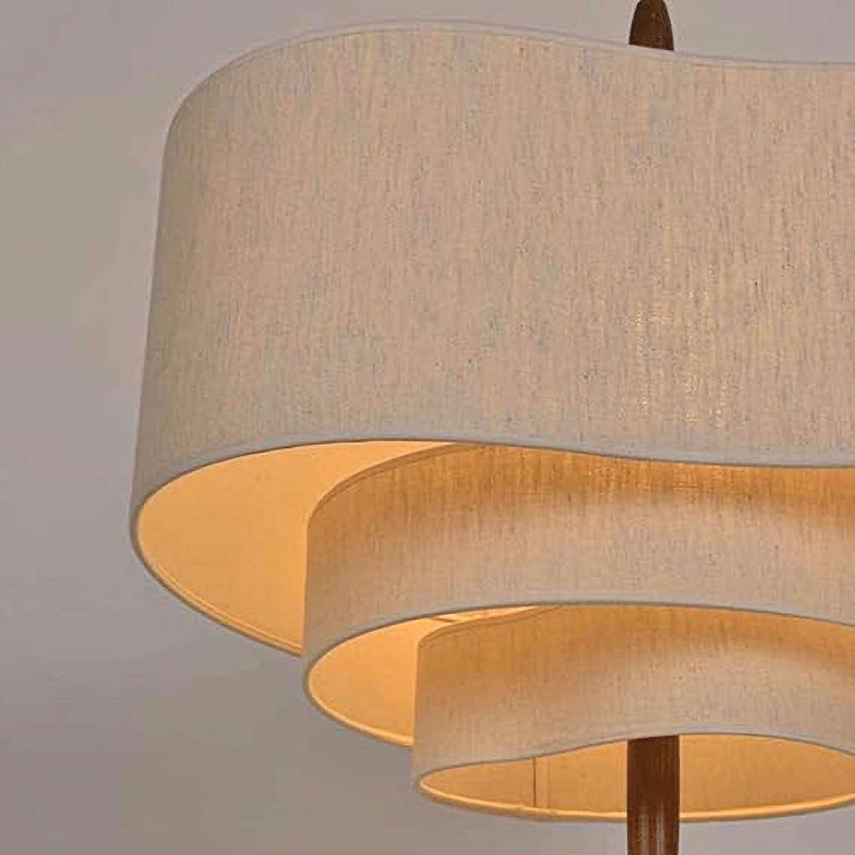 Layered Hessian & Wood Wave Pendant Light