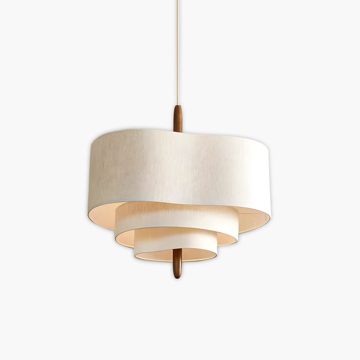 Layered Hessian & Wood Wave Pendant Light