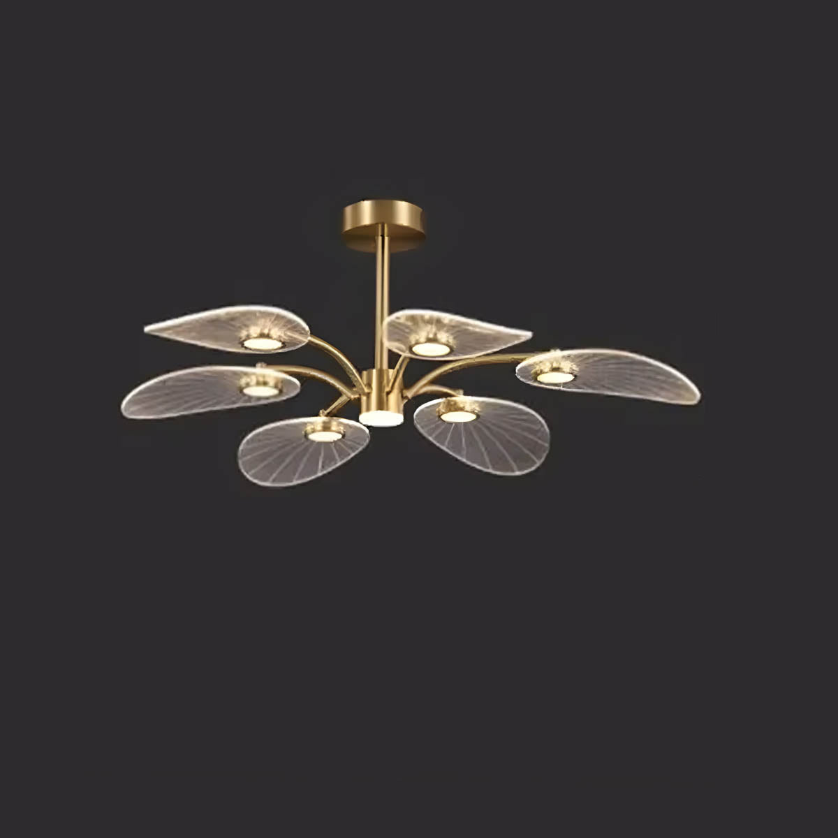 Modern acrylic and metal leaf chandelier