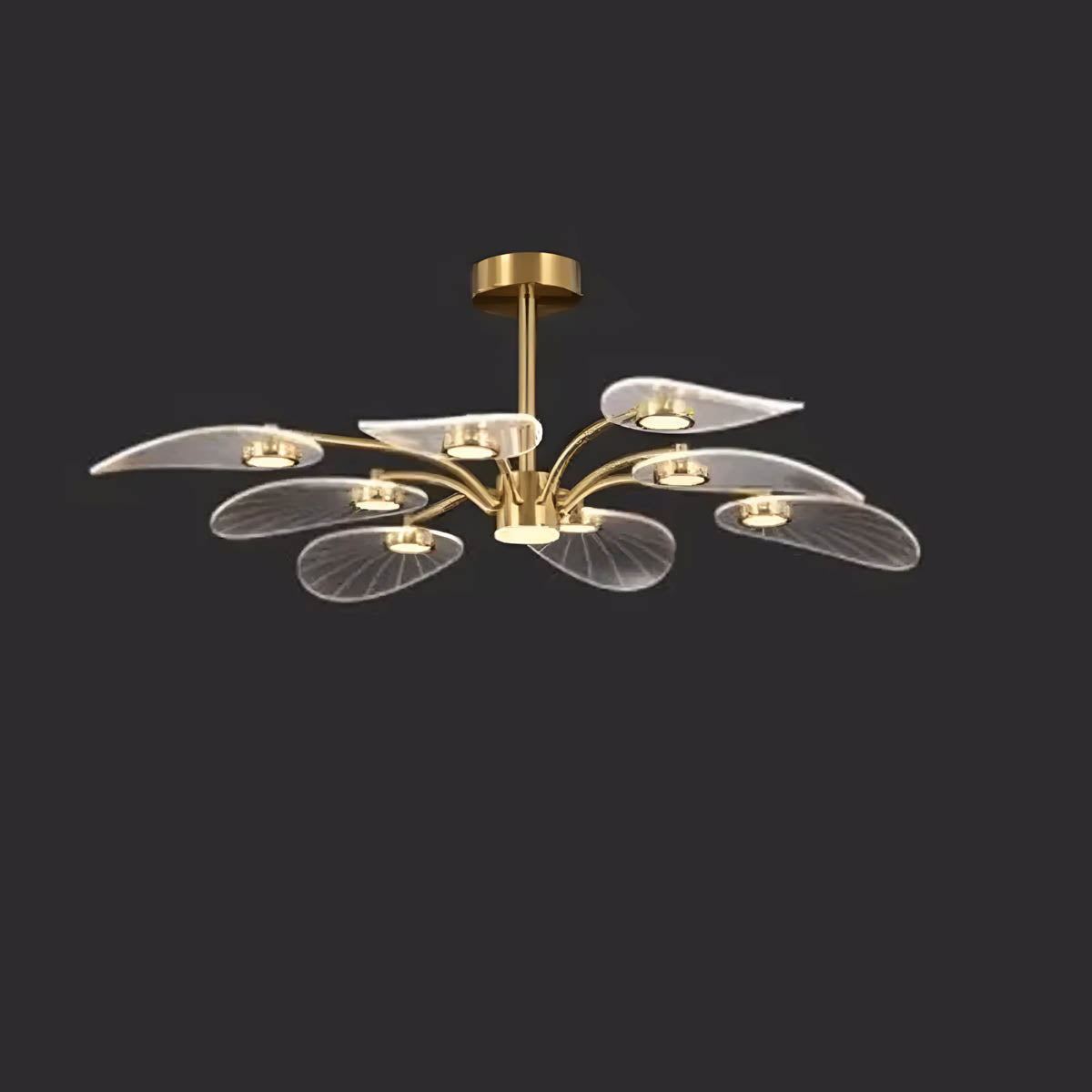 Modern acrylic and metal leaf chandelier