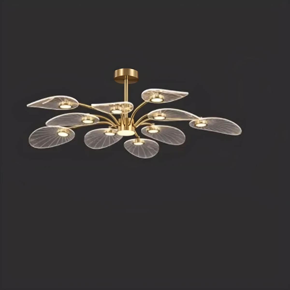 Modern acrylic and metal leaf chandelier