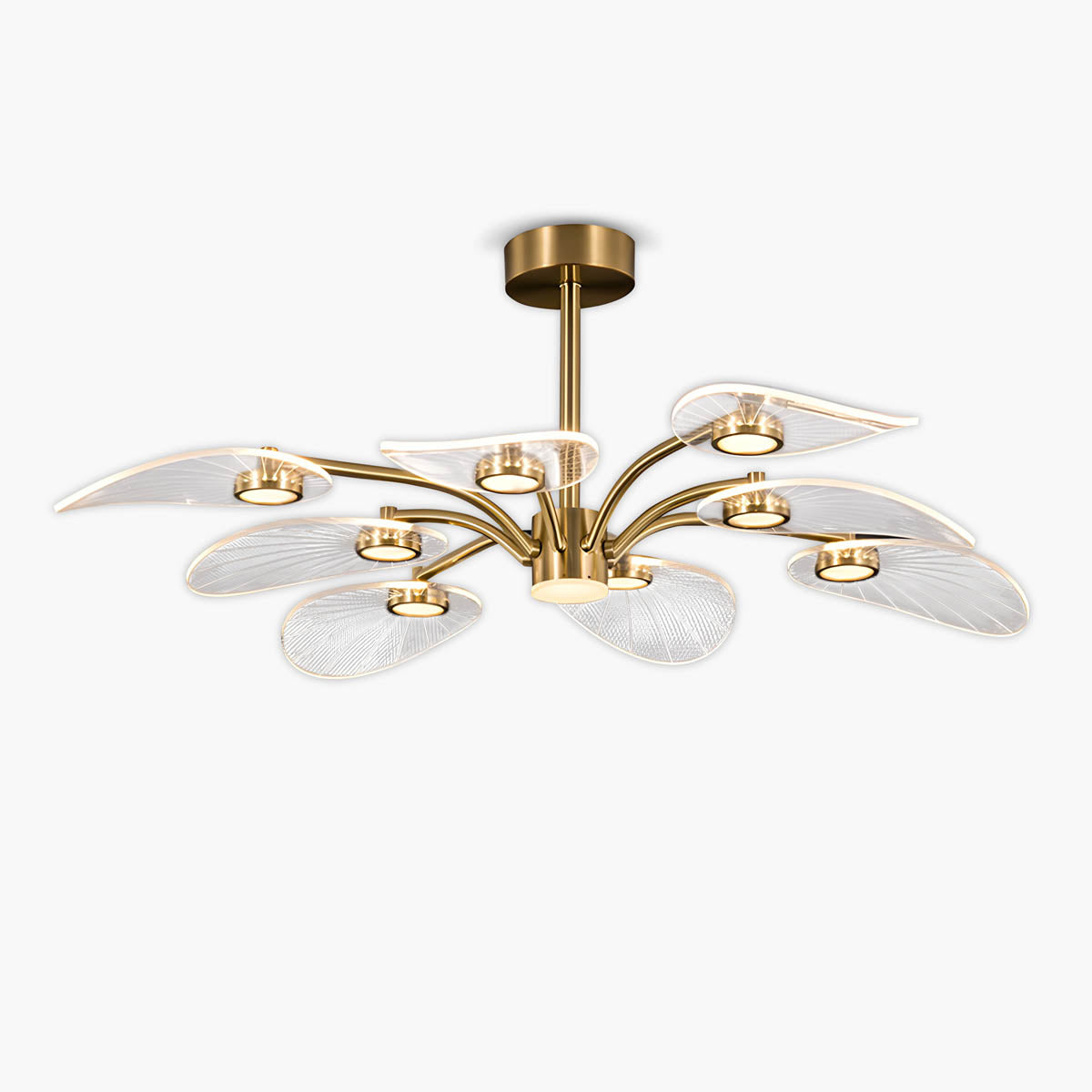 Modern acrylic and metal leaf chandelier