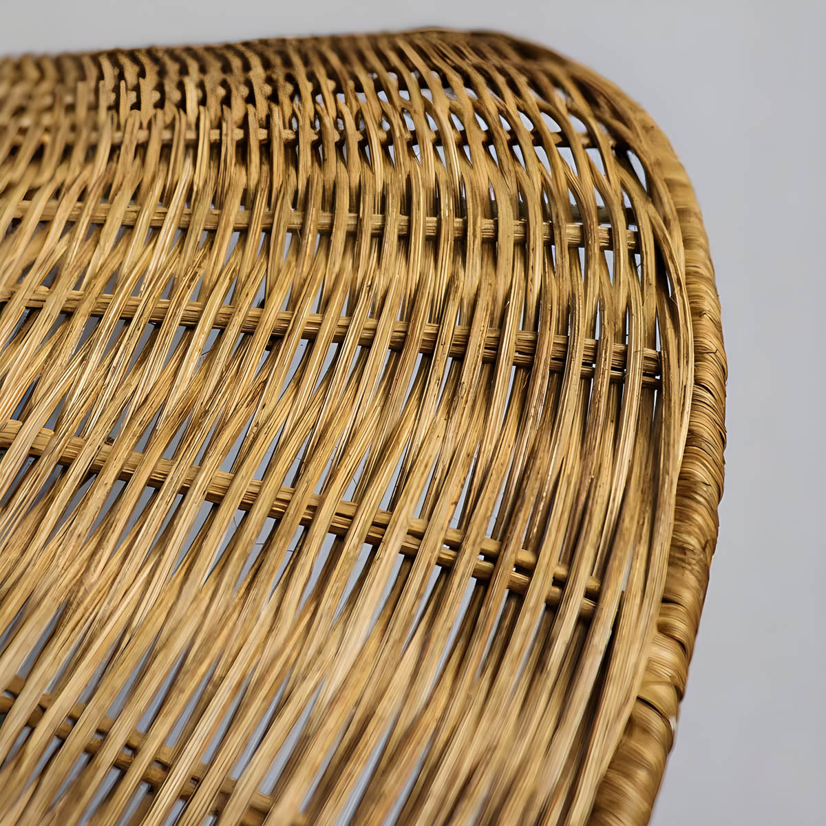 Conical hand-woven rattan & iron pendant light