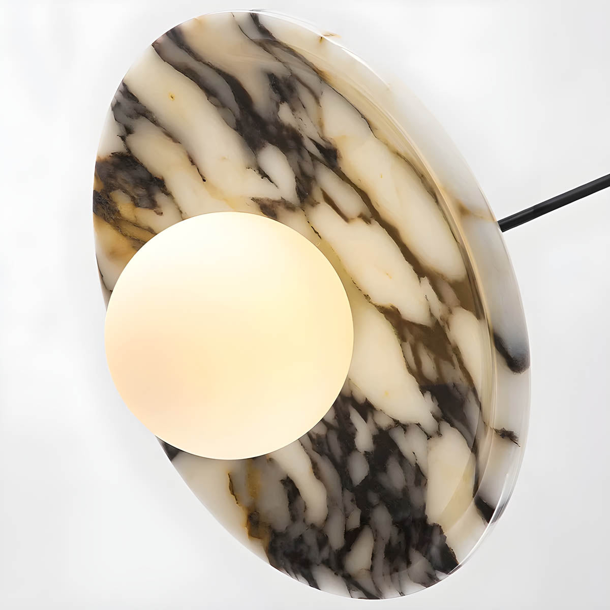 Natural stone pendant light with floating disc shade, G9 LED