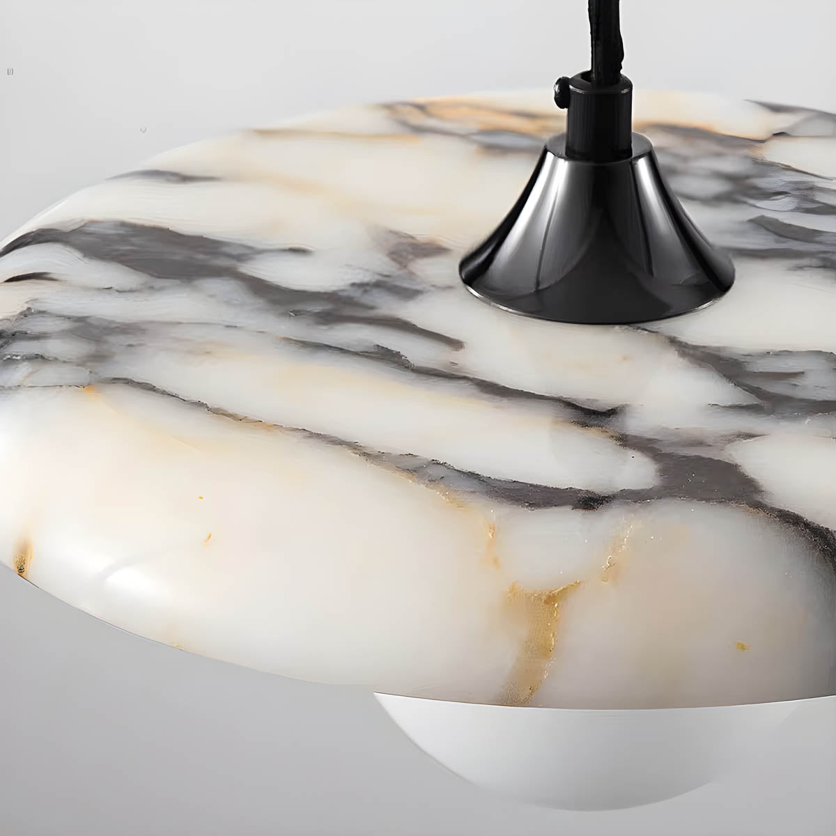 Natural stone pendant light with floating disc shade, G9 LED