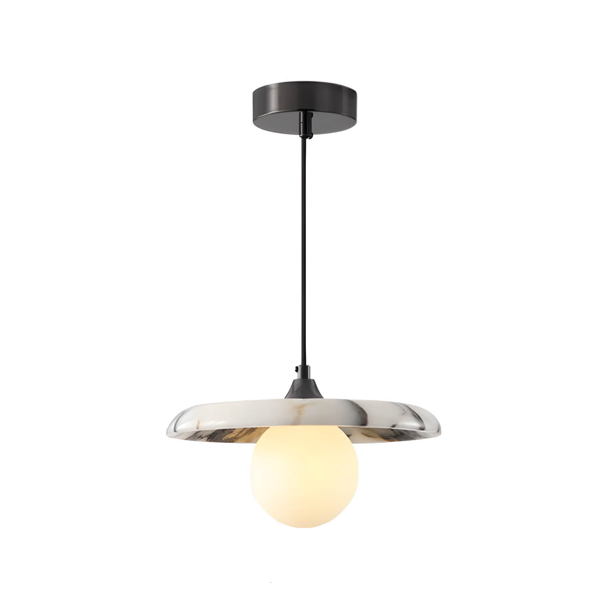 Natural stone pendant light with floating disc shade, G9 LED