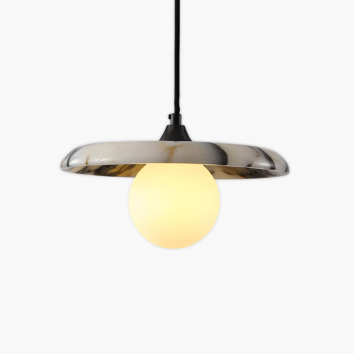 Natural stone pendant light with floating disc shade, G9 LED