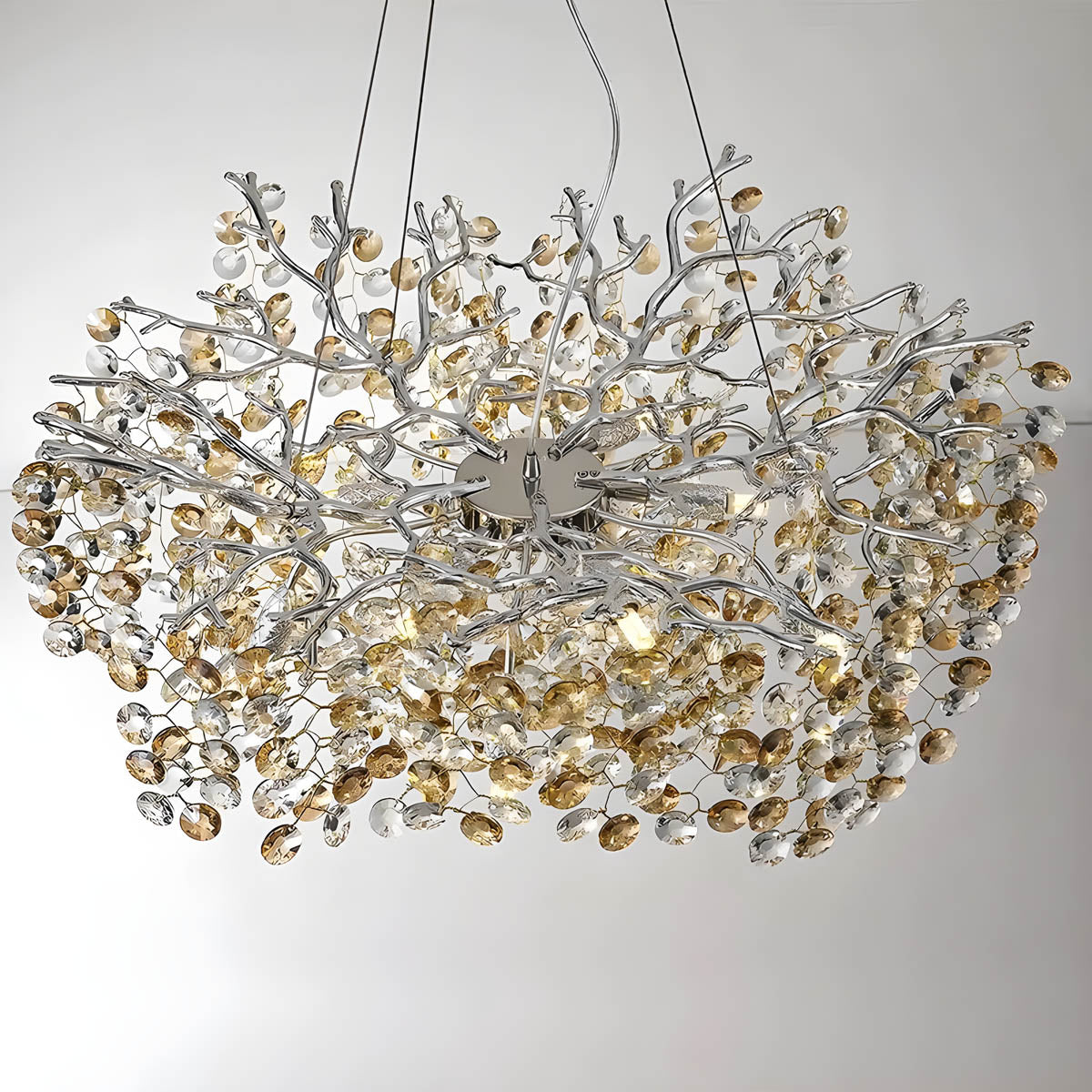 Crystal and Aluminium Branch Chandelier LED