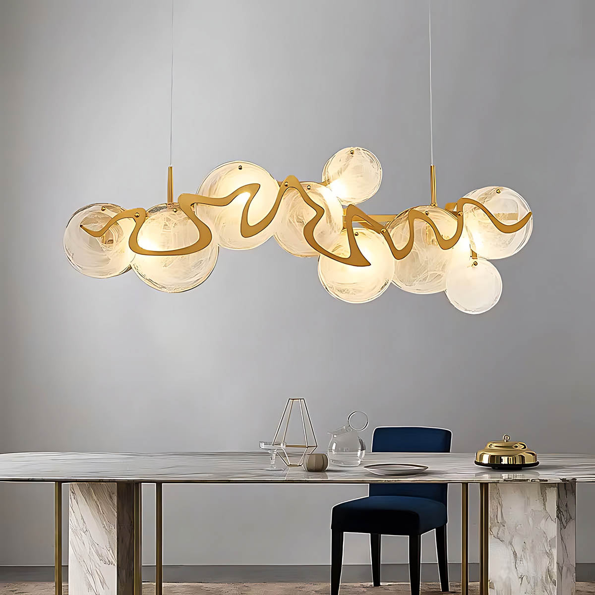 Glass Disc & Aluminium Pendant Light 60-95 cm