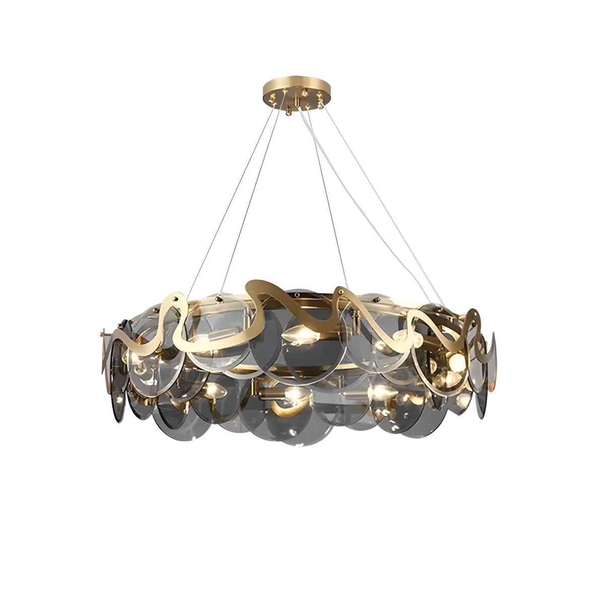 Glass Disc & Aluminium Pendant Light 60-95 cm