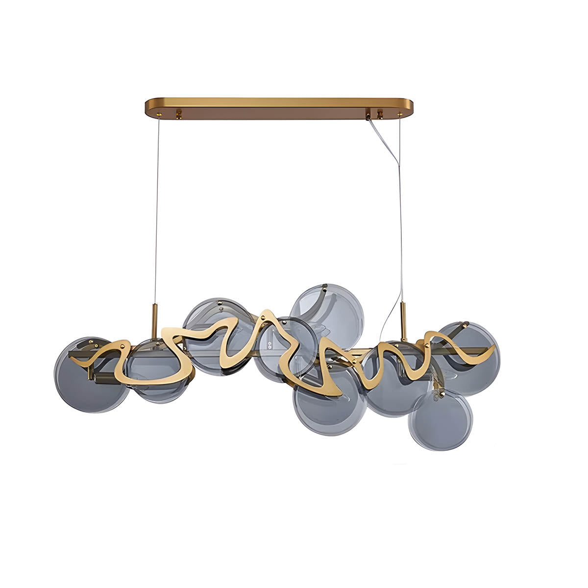 Glass Disc & Aluminium Pendant Light 60-95 cm