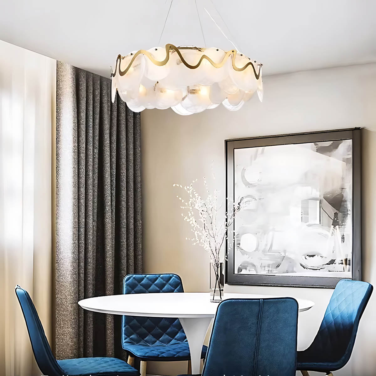 Glass Disc & Aluminium Pendant Light 60-95 cm