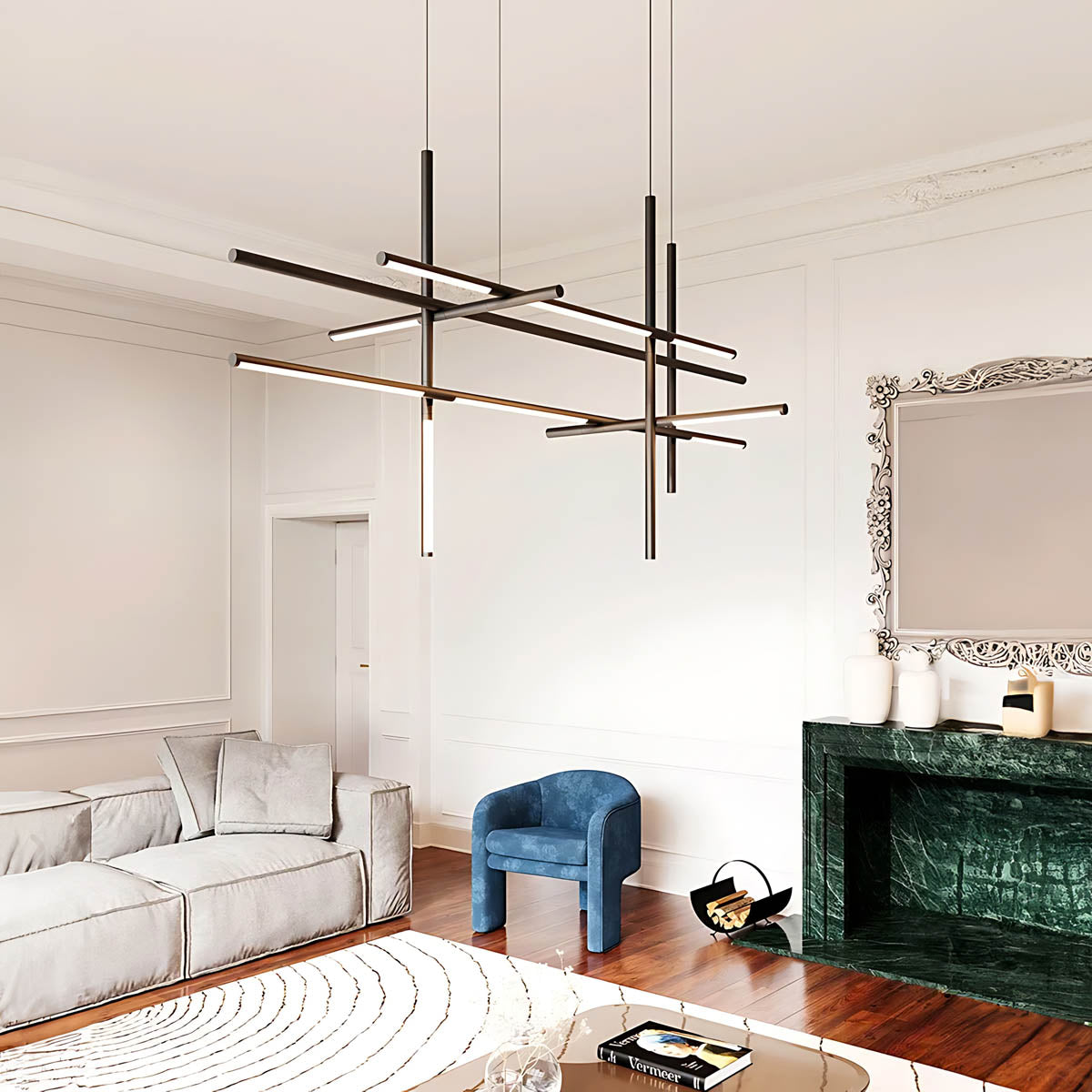 Modern Geometric Alloy & Acrylic Chandelier