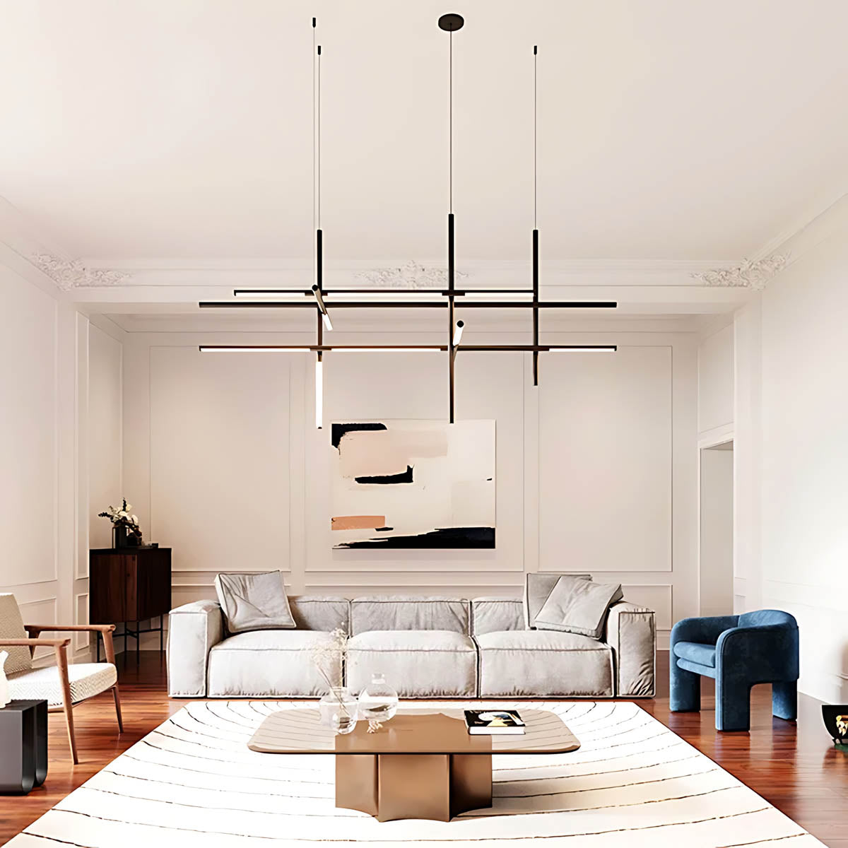 Modern Geometric Alloy & Acrylic Chandelier