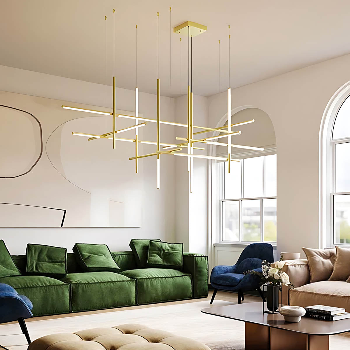 Modern Geometric Alloy & Acrylic Chandelier