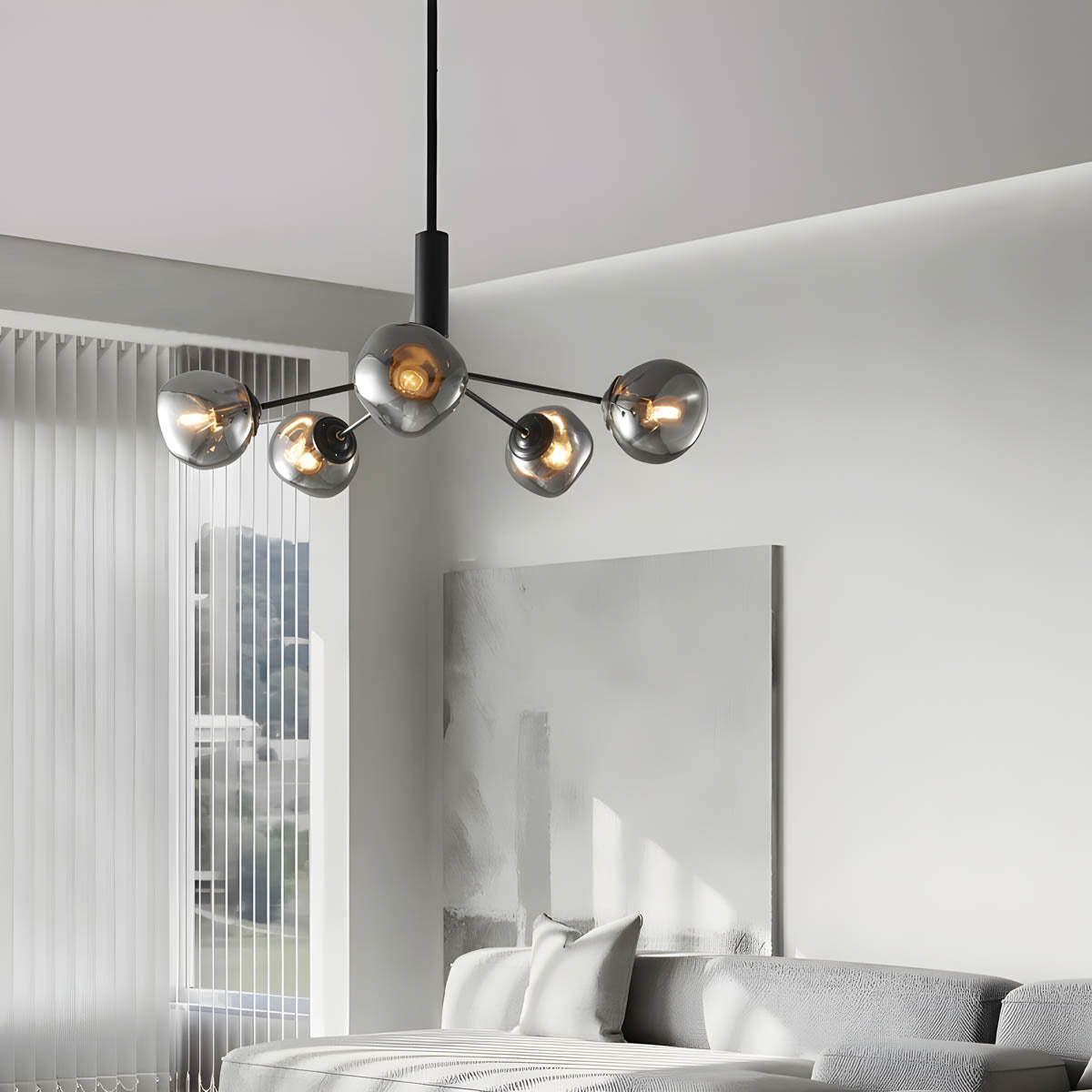 Multi-head Flush / Semi-Flush LED Ceiling Light in Glass & Metal