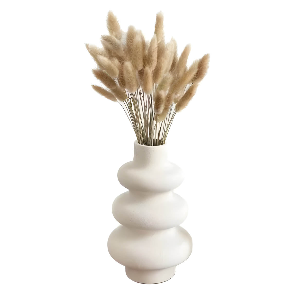 Matte Ivory Wave Ceramic Vase, Small / Large or Duo Set — Sculptural Organic Accent Piece
