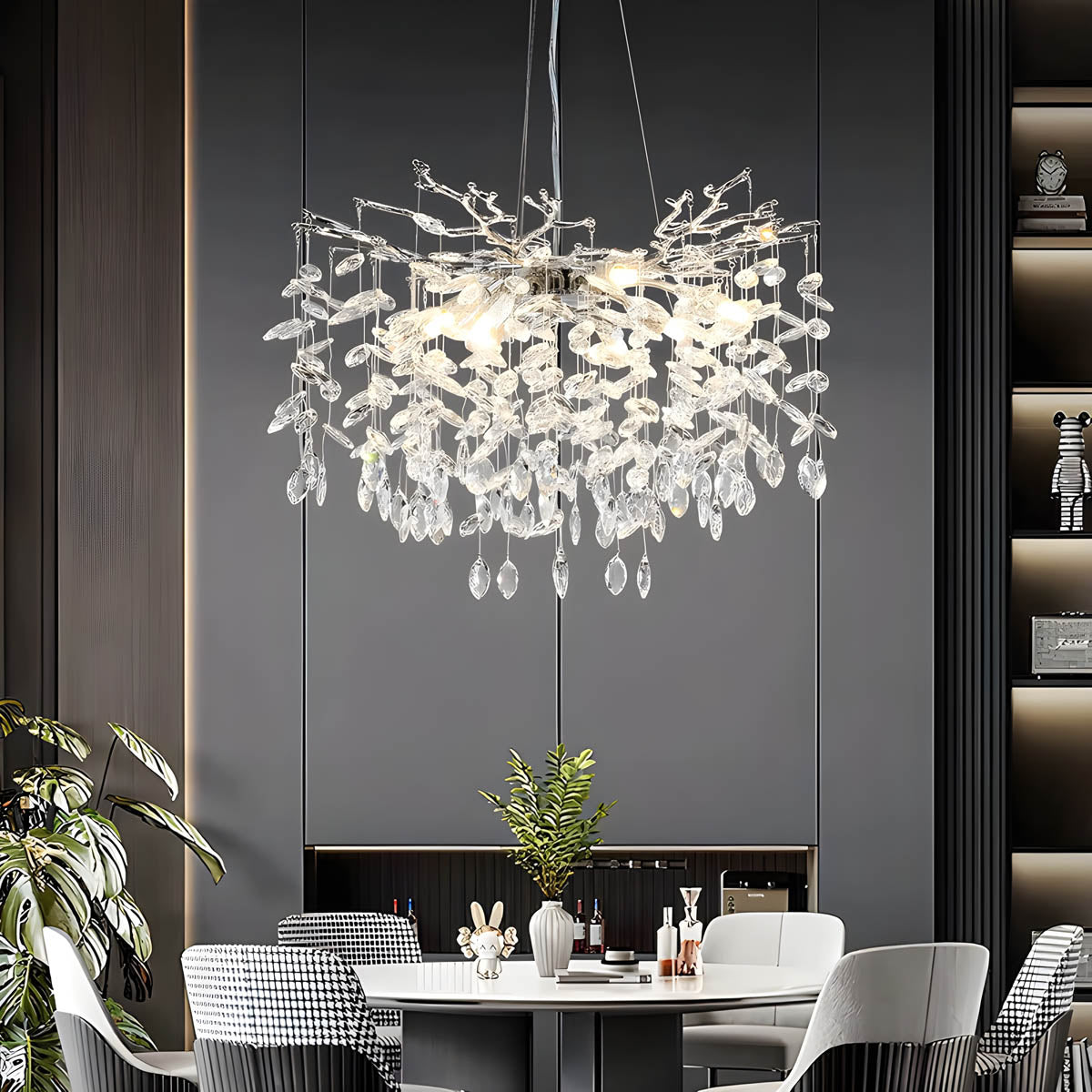 Branch aluminium & crystal pendant light LED G9