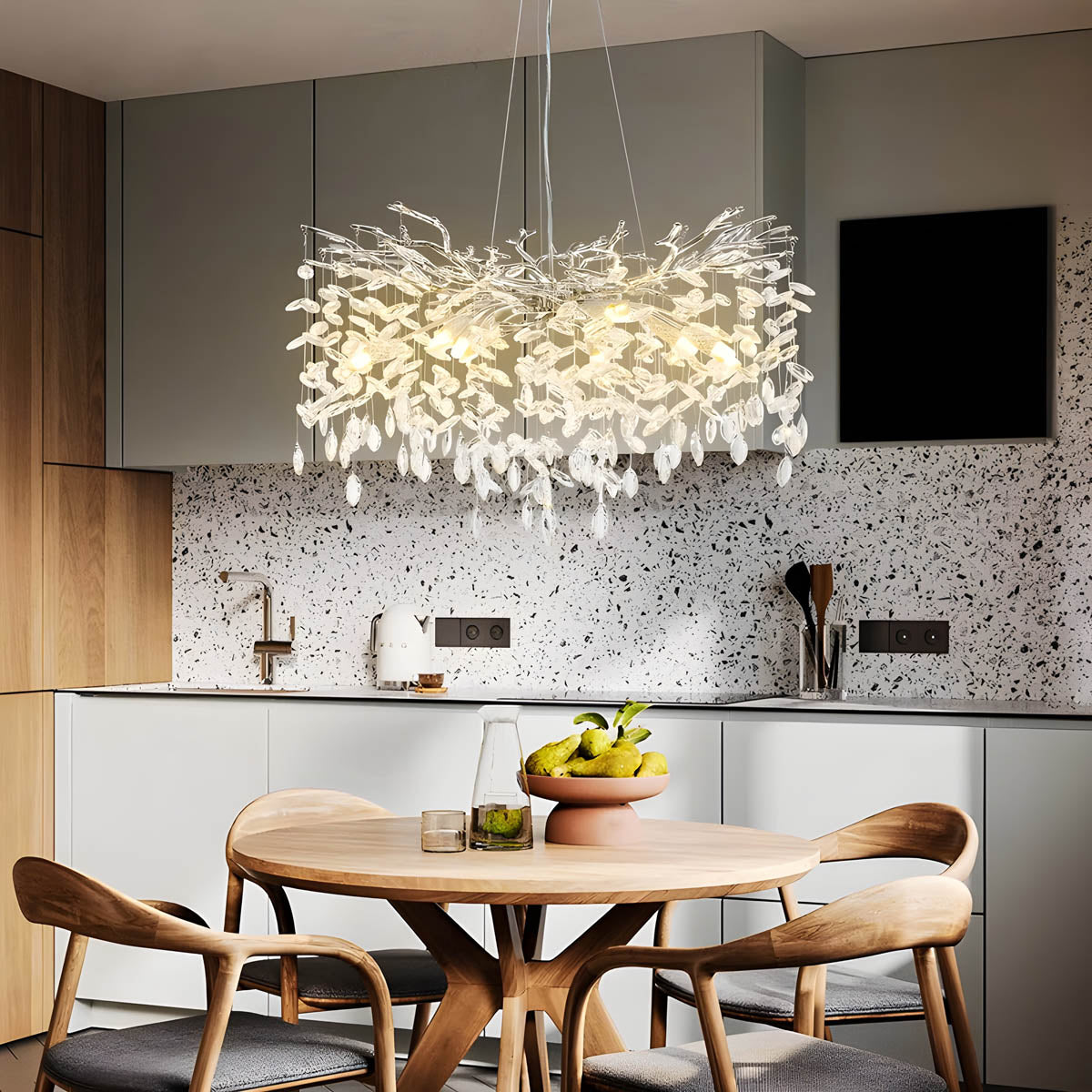 Branch aluminium & crystal pendant light LED G9