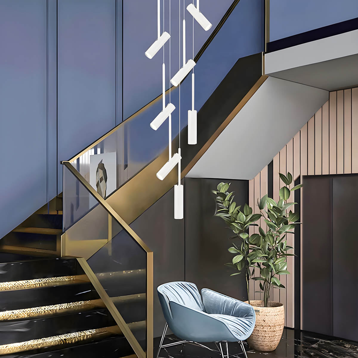 Natalia Adjustable Aluminium & Acrylic Pendant Light with GU10 LED (Multiple-Heads)