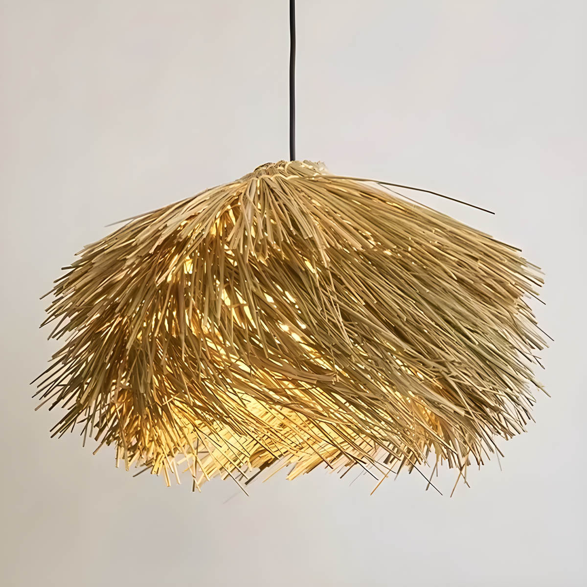 Hand-woven rattan & iron pendant light, statement piece