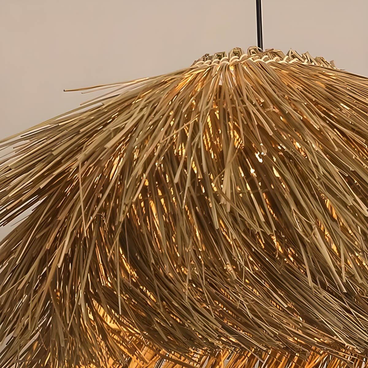 Hand-woven rattan & iron pendant light, statement piece